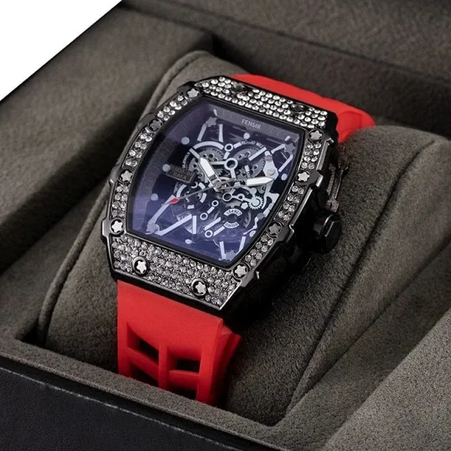Richard Mille Watches Skeleton Tonneau Watch with Silicone Strap product detail image 12