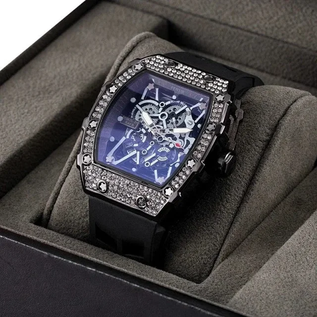 Richard Mille Watches Skeleton Tonneau Watch with Silicone Strap product detail image 13