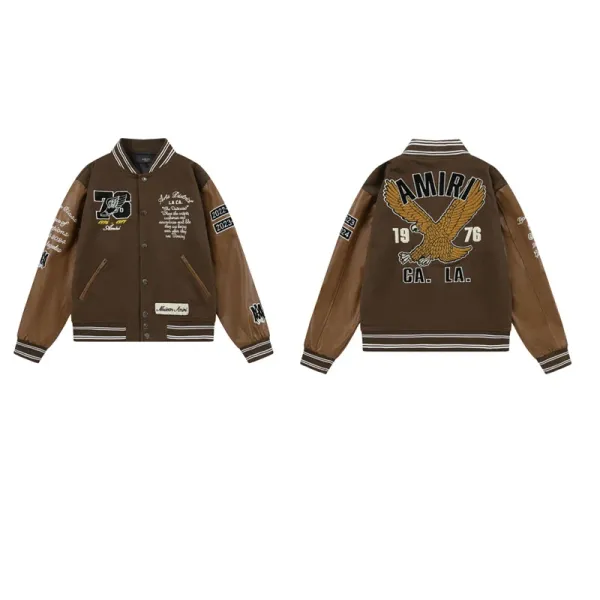 Amiri Eagle Varsity Jacket Brown Outerwear - 1