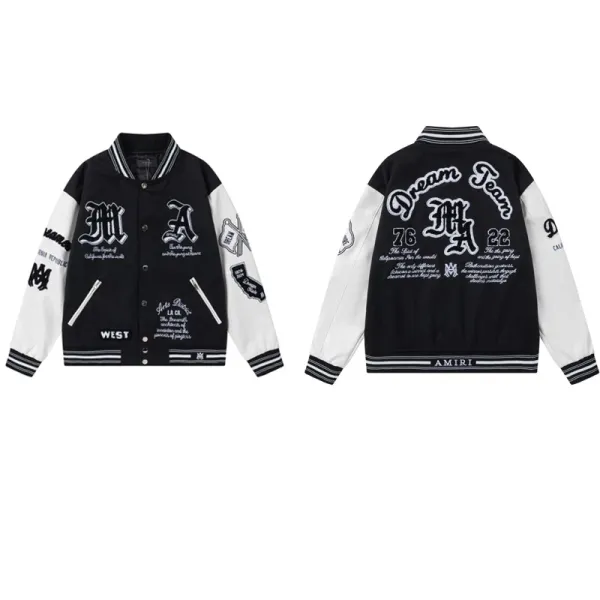 Amiri Dream Team Varsity Jacket Black and White - 1