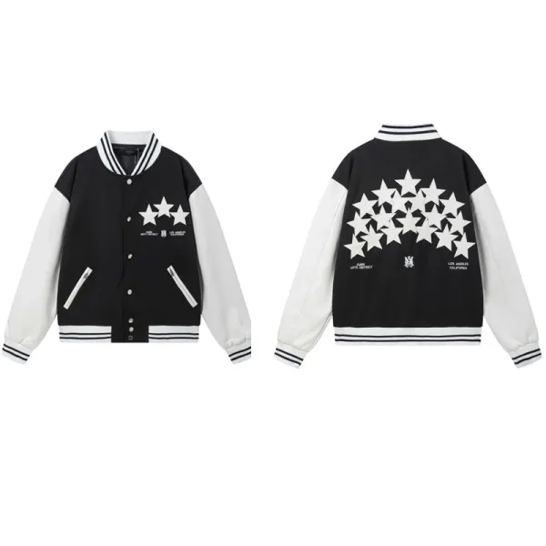 Design Star Varsity Jacket Black and White Outerwear - 1