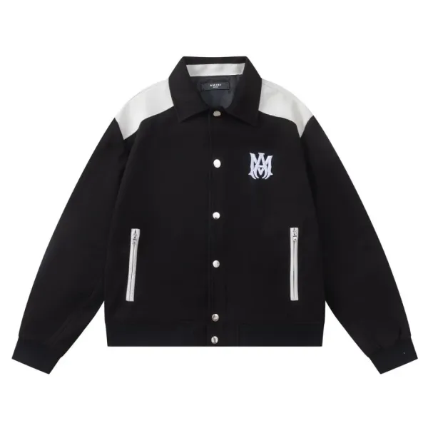 Amiri Logo-Embroidered Varsity Jacket Black/White - 1