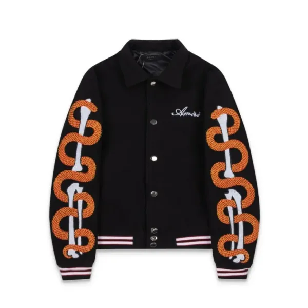Amiri Snake Bone Varsity Jacket Black - 1