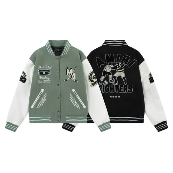 Design Color-Block Varsity Jacket Black and White - 10