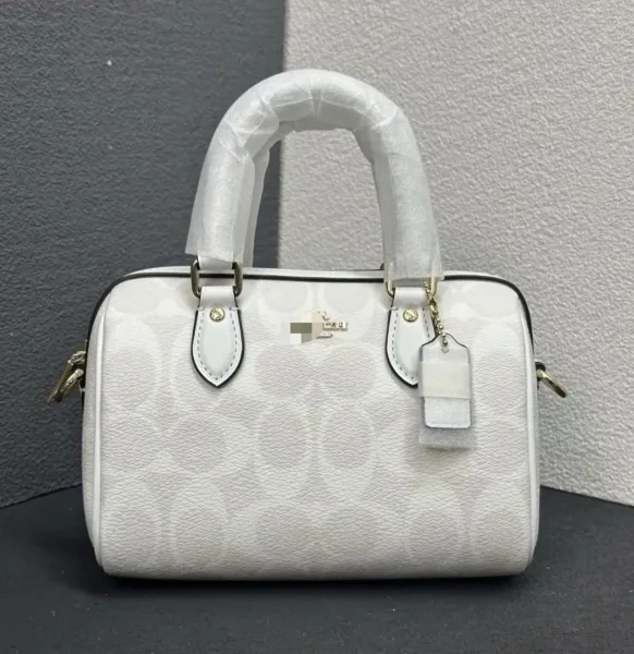 Coach Mini Rogue White Signature Leather Handbag - 1
