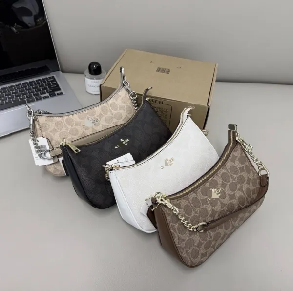 Coach Rogue Shoulder Bag Brown Signature Coated Canvas - 2