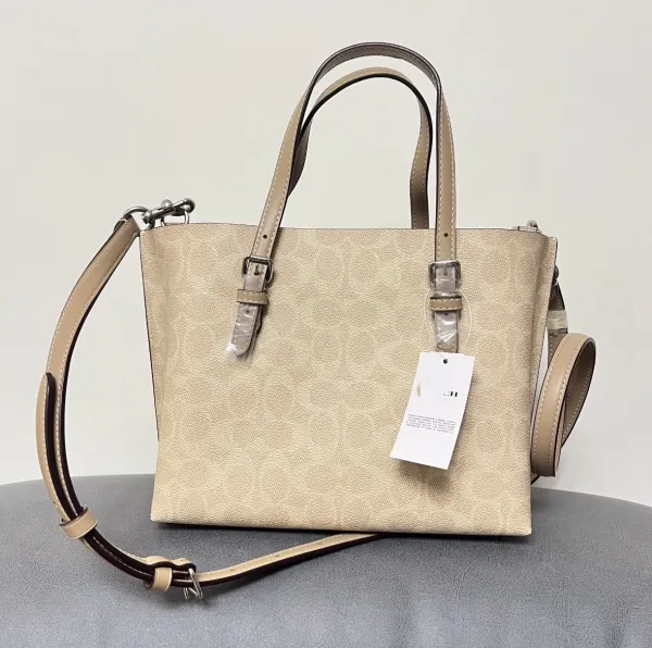 Coach Signature Canvas Mini Tote Burgundy Handbag - 5