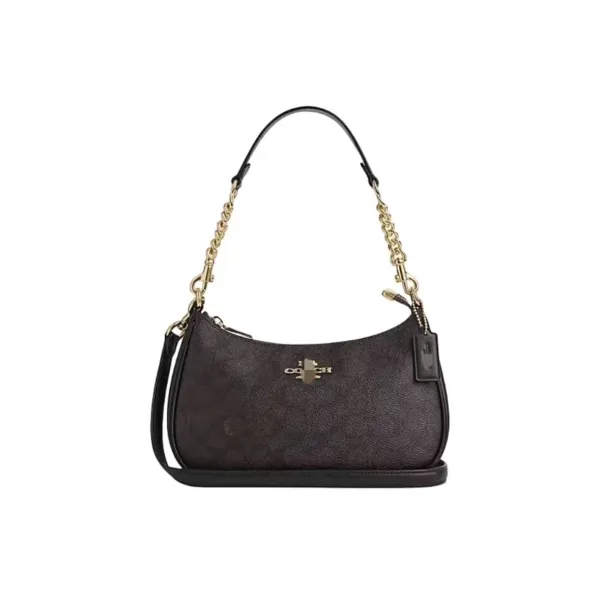 Coach Rogue Shoulder Bag Brown Signature Coated Canvas - 1