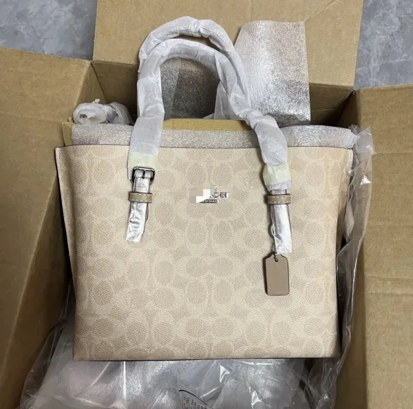 Coach Signature Canvas Mini Tote Burgundy Handbag - 2