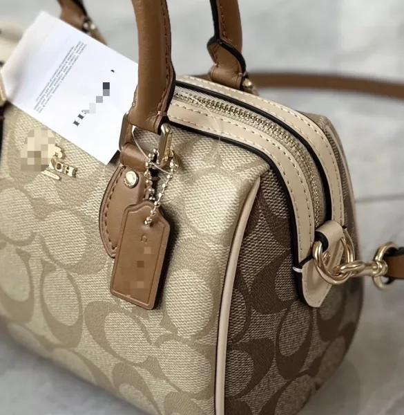 Coach Mini Bowery Satchel Beige Leather Handbag - 2