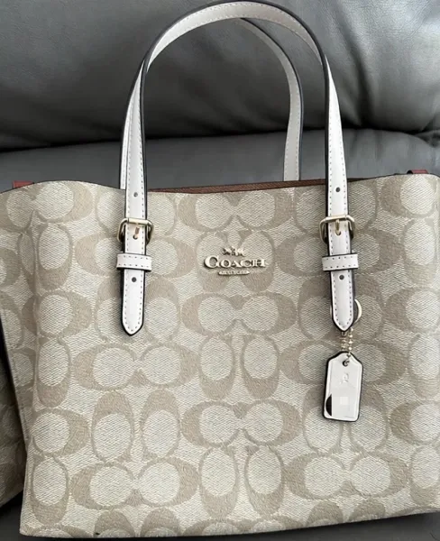 Coach Signature Canvas Tote Bag Beige / White Handbag - 1