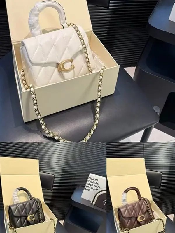 Celine Triomphe Mini White Quilted Leather Chain Shoulder Bag - 9