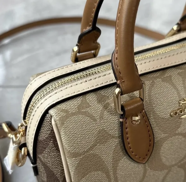 Coach Mini Bowery Satchel Beige Leather Handbag - 3