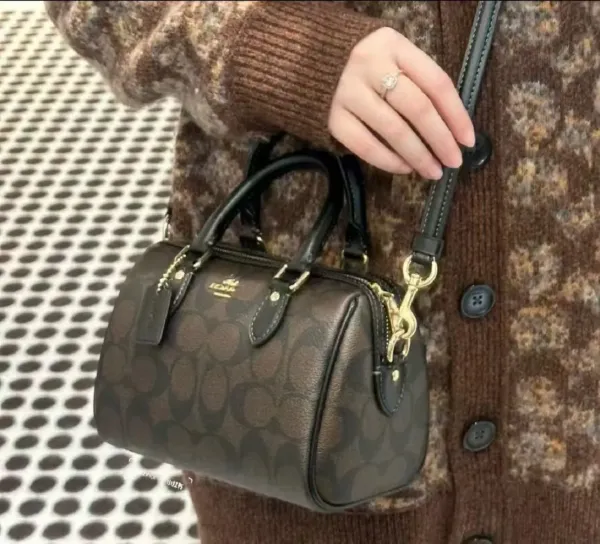 Coach Mini Rogue Brown Signature Canvas Boston Bag Handbags - 1