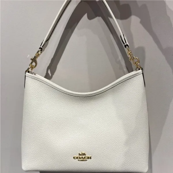Coach Hobo Bag White Pebbled Leather Shoulder Bag - 1