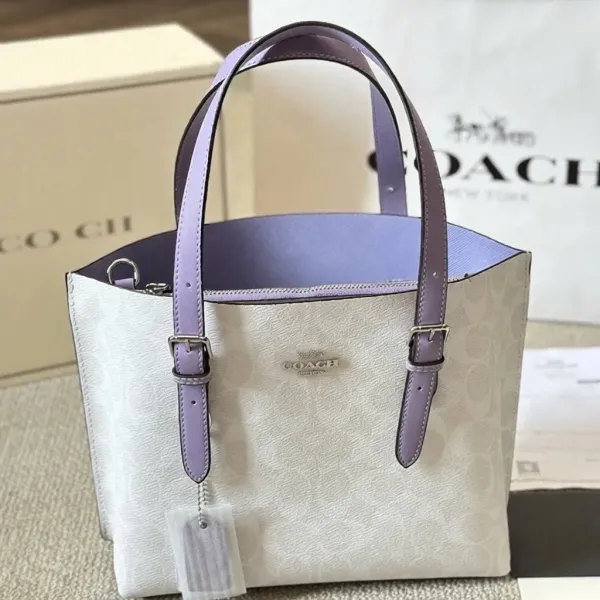 Coach Mini City Tote Bag White and Lavender Handbag - 1