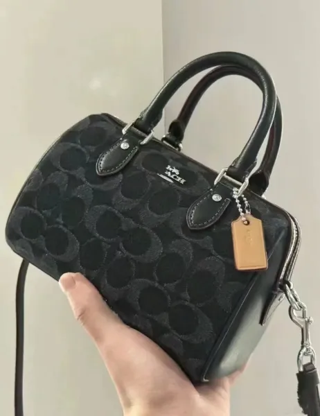 Coach Mini Bennett Black Signature Canvas Boston Bag Handbags - 1