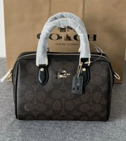 Coach Mini Bennett Bag Brown Signature Canvas Handbag Boston Bag - 1