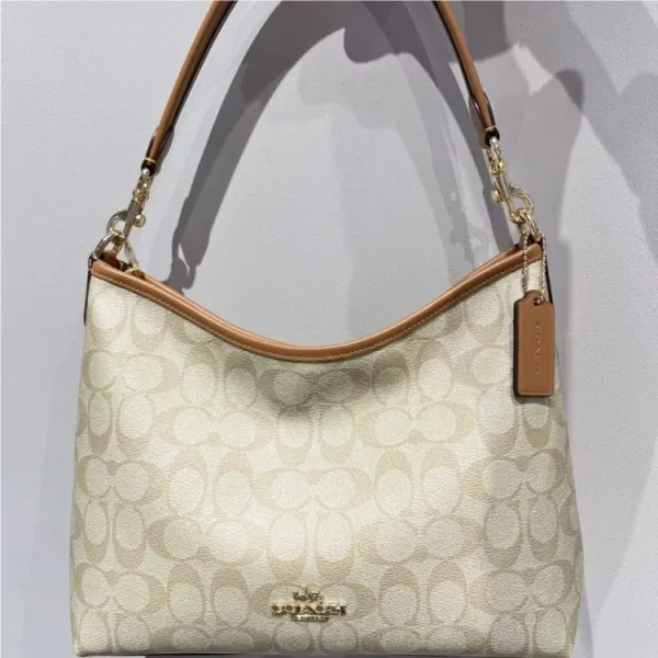 Coach Signature C Convertible Hobo Bag Beige and Tan Shoulder Bag - 1