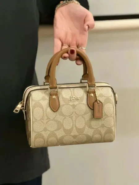Coach Mini Bowery Satchel Brown Signature Canvas Handbag - 7