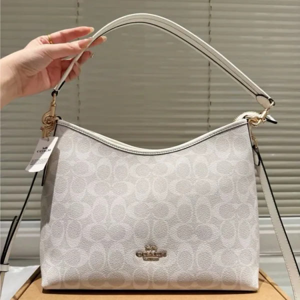 Coach Hobo Bag White Signature Canvas Handbag Shoulder Bags - 1