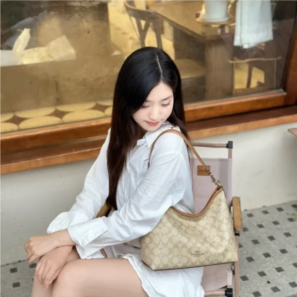 Coach Signature C Convertible Hobo Bag Beige and Tan Shoulder Bag - 5