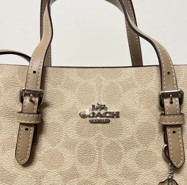 Coach Signature Canvas Mini Tote Burgundy Handbag - 4
