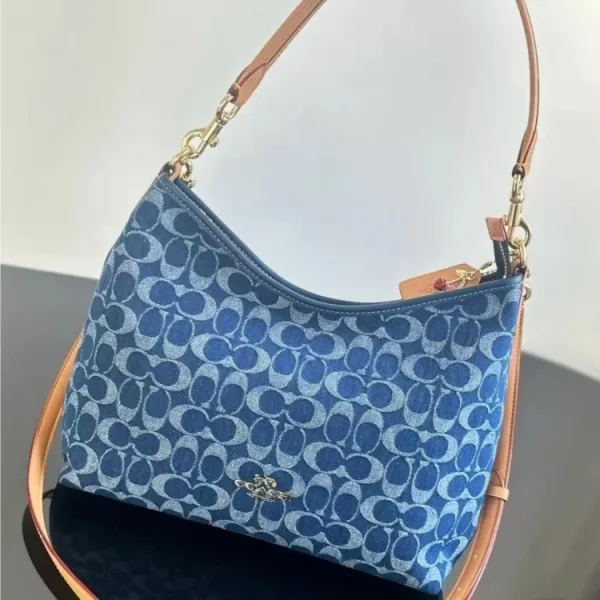 Coach Signature C Convertible Hobo Bag Beige and Tan Shoulder Bag - 12