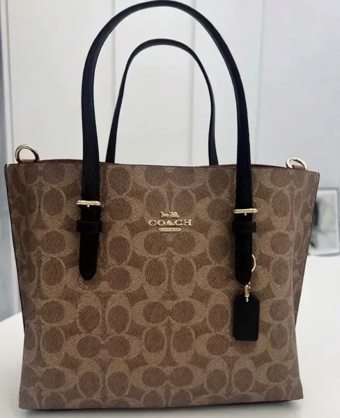 Coach Signature Canvas Tote Bag Beige and Black Handbag - 1