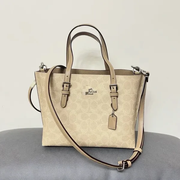 Coach Signature Canvas Mini Tote Burgundy Handbag - 3