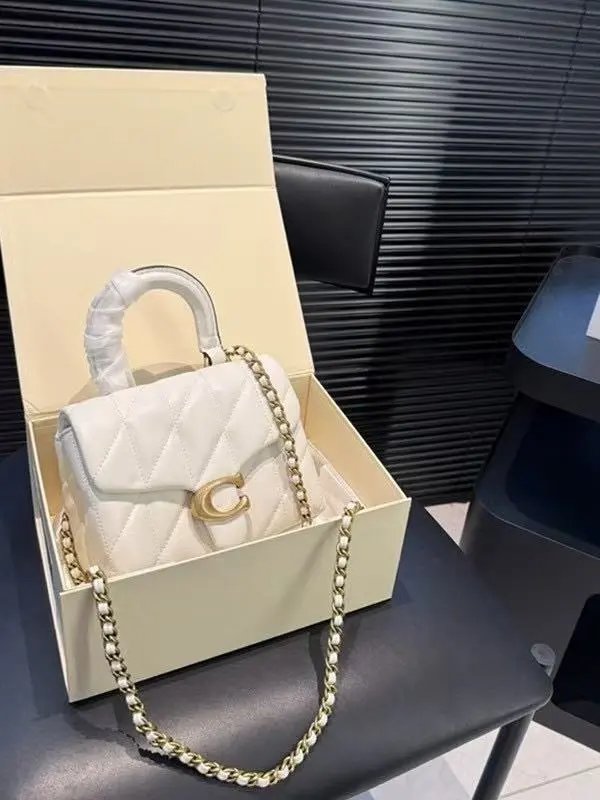 Celine Triomphe Mini White Quilted Leather Chain Shoulder Bag - 2