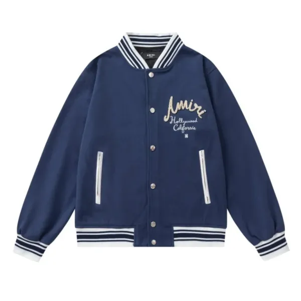Amiri Hollywood Varsity Jacket Navy Blue - 1