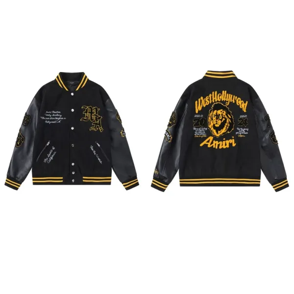 Amiri West Hollywood Varsity Jacket Black and Gold - 1