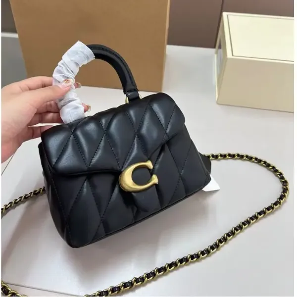 Coach Tabby Mini Quilted Black Leather Chain Shoulder Bag - 1