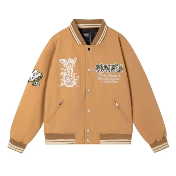 Amiri Gardens Embroidered Varsity Jacket Beige Outerwear - 1