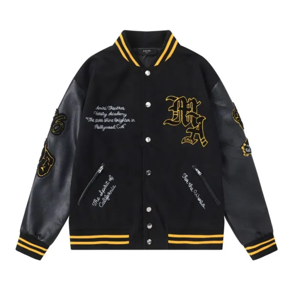 Design Color-Block Varsity Jacket Black and White - 7