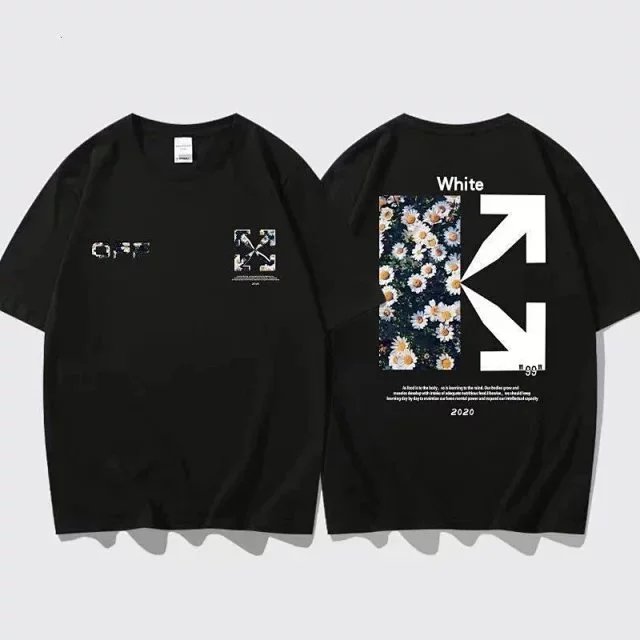 Off White Daisy Floral Arrow Tee Black