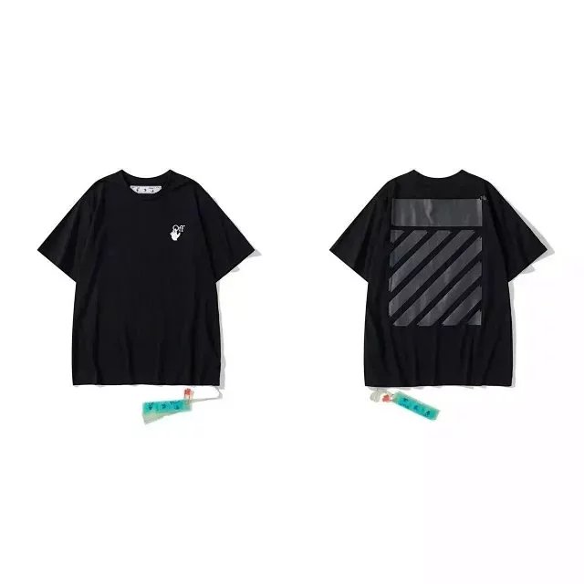 Off White Diagonal Stripe Tee Black