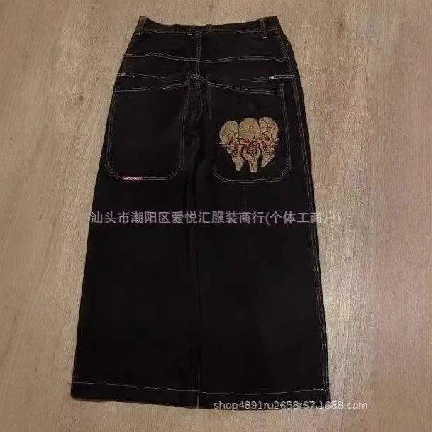 刺绣嘻哈图案男式牛仔裤 3
