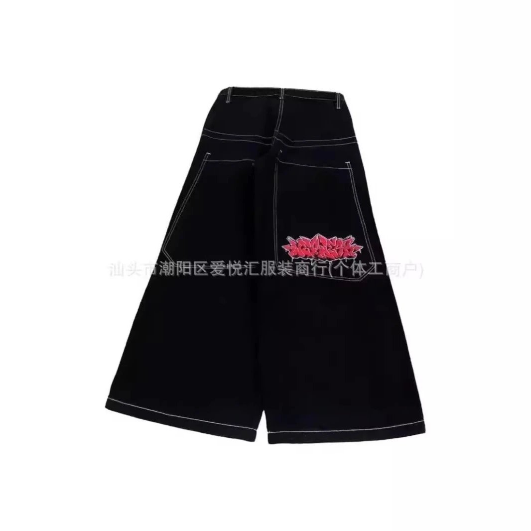 刺绣嘻哈图案男式牛仔裤 2