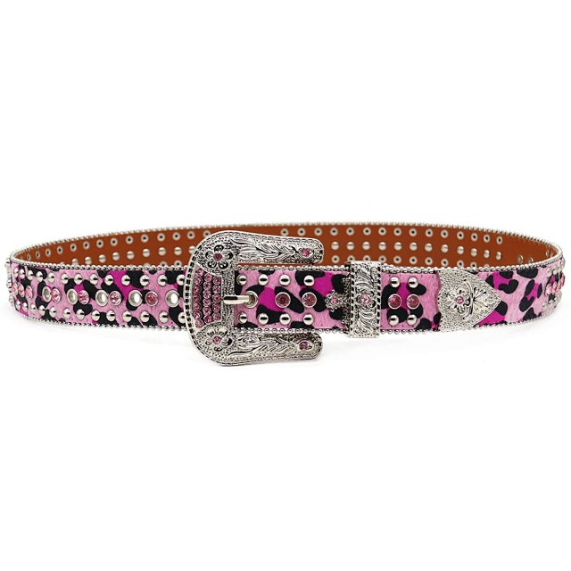 Full Rhinestone Y2K Leopard Print PU Leather Belt: seller detail photo 5