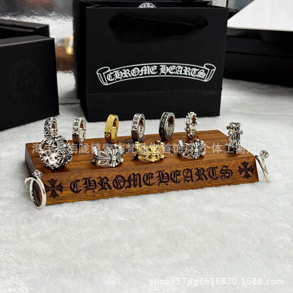 克潮流新版复古银十字架男女戒指手工刻字镀金流行