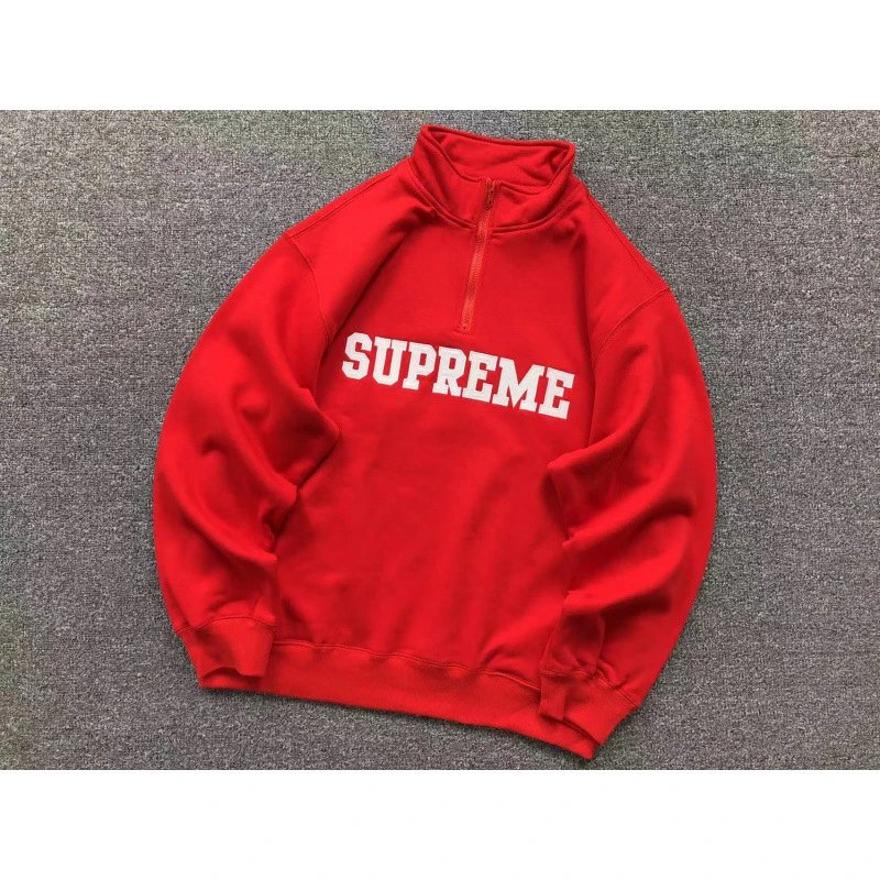 E582#半拉链卫衣红色