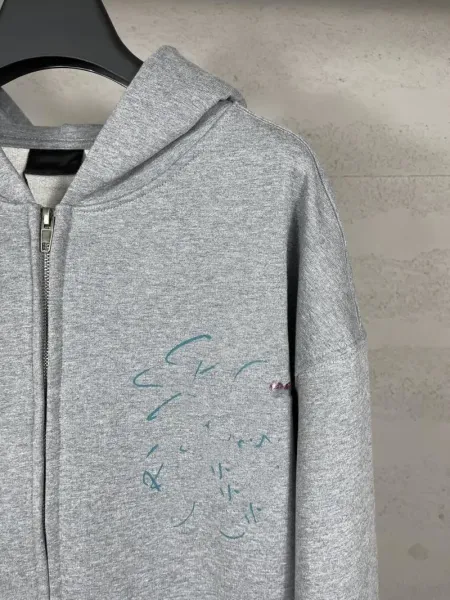 Design Tencel Hoodie Gray Graphic Print Hoodie - 9