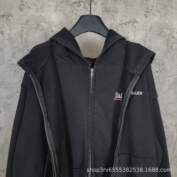 Balenciaga Zip-Up Hoodie Black - 7