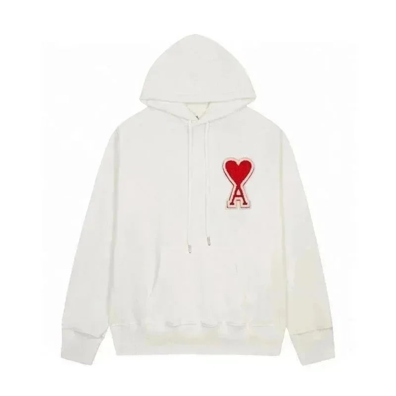 AMI Paris Heart Logo Hoodie White