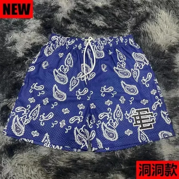 Corteiz Paisley Bandana Print Mesh Shorts Navy - 1