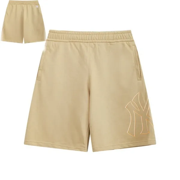 New York Yankees x MLB Outline Logo Beige Fleece Shorts - 1