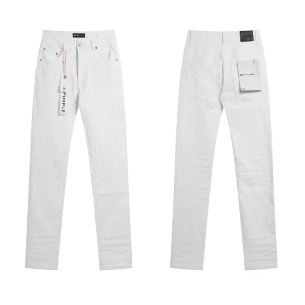 Purple Brand White Embroidered Slim Fit Jeans - 1