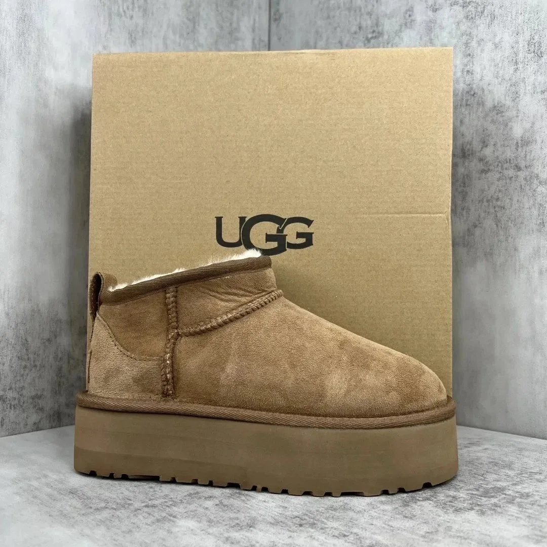 UGG Mini Platform Chestnut Suede Ankle Boots - 1